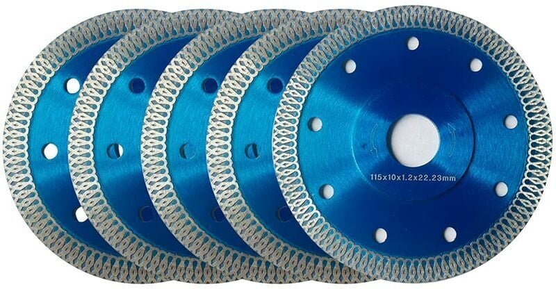 115-mm-Diamanttrennscheibe, 5er-Pack, Diamanttrennscheiben Ø 115 x 1,2 mm x 22,23 mm, für Winkelschleifer, zum Schneiden...