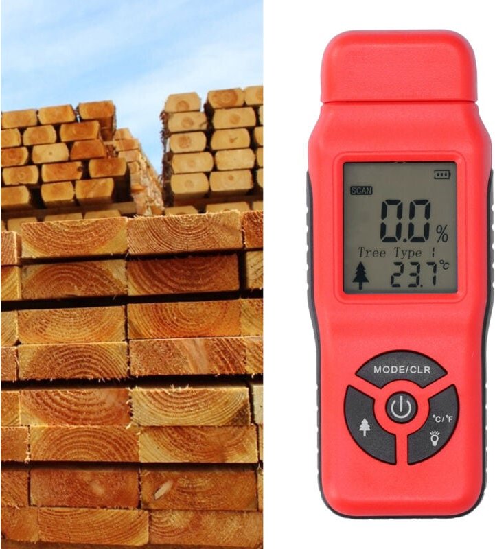 Tragbares digitales LCD-Feuchtemessgerät, Zubehör für Holzfeuchtedetektor (rot)
