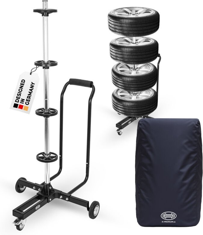 HEYNER® Felgenbaum Fahrbar - Bis zu 285 mm Reifenbreite + bis 100 kg Belastbar + Mit Griff + Bremse + inkl. Schutzcover ...