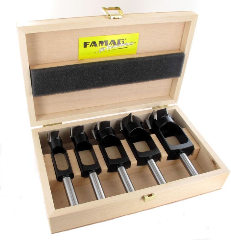 Famag - Zapfenschneider Langlochfräsbohrer 5tlg 15 20 25 30 35 mm Zubehör Bohrer