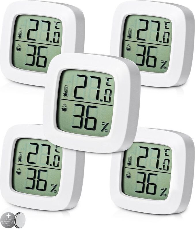 5 Stück Digitales Innen-Thermometer-Hygrometer, Komfortniveauanzeige, Präzises kleines Digital-Thermometer-Hygrometer, B...
