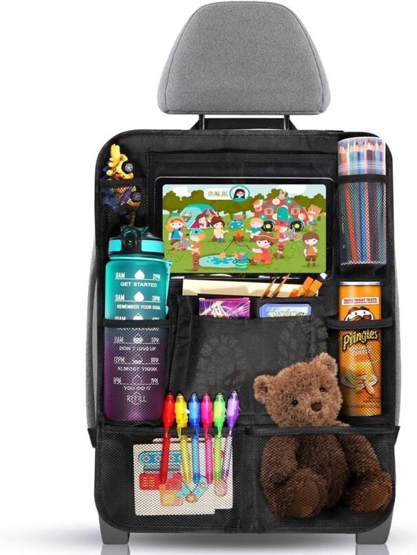 Csparkv - Verbesserte und verdickte Auto-Organizer-Box, Autositzschutz mit 10 Taschen, Autositz-Aufbewahrung für Flasche...