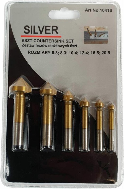PL. Konischer Senker, 6-teilig, 6,3–20,5 mm / Silber