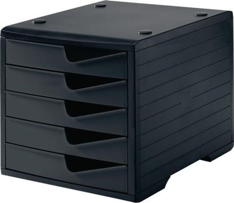 Styro - Ablagebox 5 Schubladen schwarz/schwarz Polyl H255xB270xT340 mm