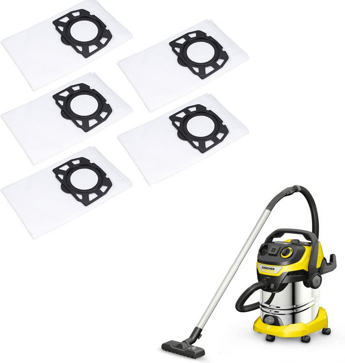 SJLERST 5 Stück hochwertige Vlies-Staubsaugerfilterbeutel für Karcher MV4 MV5 MV6 WD4 WD5 WD6