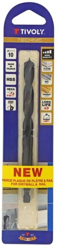 TIVOLY Gipskartonbohrer, 10 mm Durchmesser, 125 mm Länge Tivoly