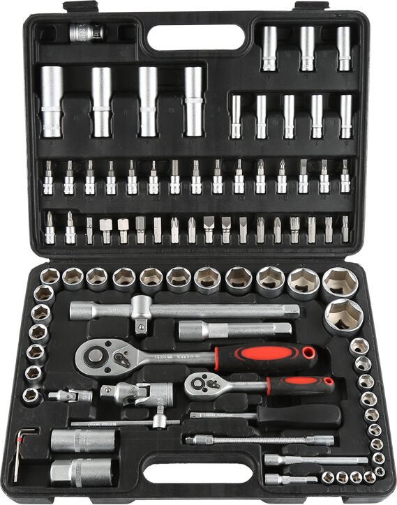 Skecten - 94-tlg Steckschlüsselsatz Werkzeugkoffer Chrom-Vanadium-Steckschlüsselsatz