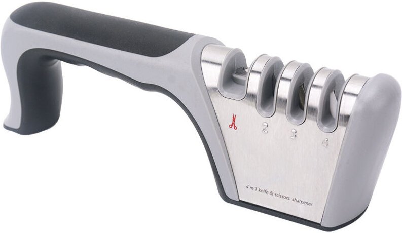Ahlsen - Multifunktionaler Messerschärfer, grau, schwarz, für den Haushalt, schnell, mit rutschfestem Edelstahl und Kera...