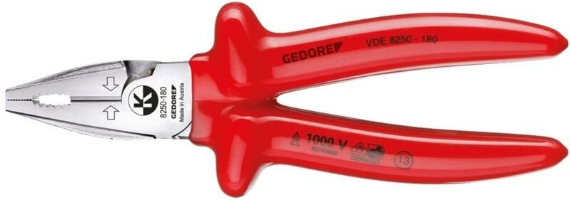 Gedore VDE-Kraft-Kombinationszange mit Tauchisolierung 160 mm