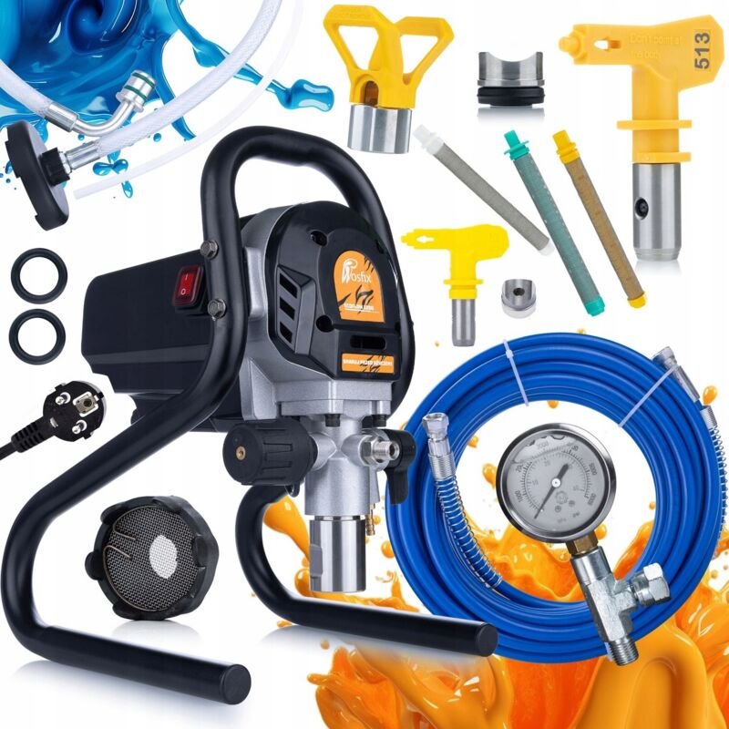 Rosfix Set EcoFlow 1200 – Airless Farbspritzgerät 1200 W, 1,7 l/min, 200 bar Düse 513 & 515, 3x Filter 30/60/100 µm Für ...