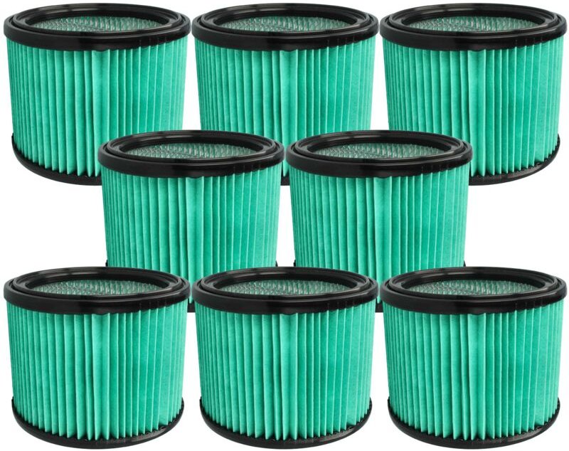 vhbw 8x Staubsaugerfilter kompatibel mit Bosch GAS 12-25 PL, 15 PS Staubsauger - HEPA-Filter Schwarz Hellblau