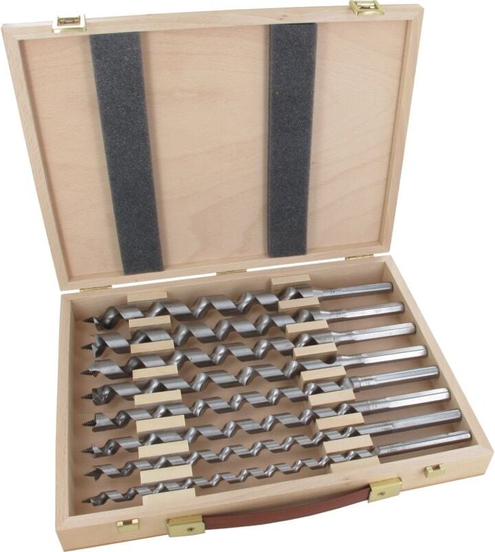 Schlangenbohrer-Satz, 320 mm im Holzkasten