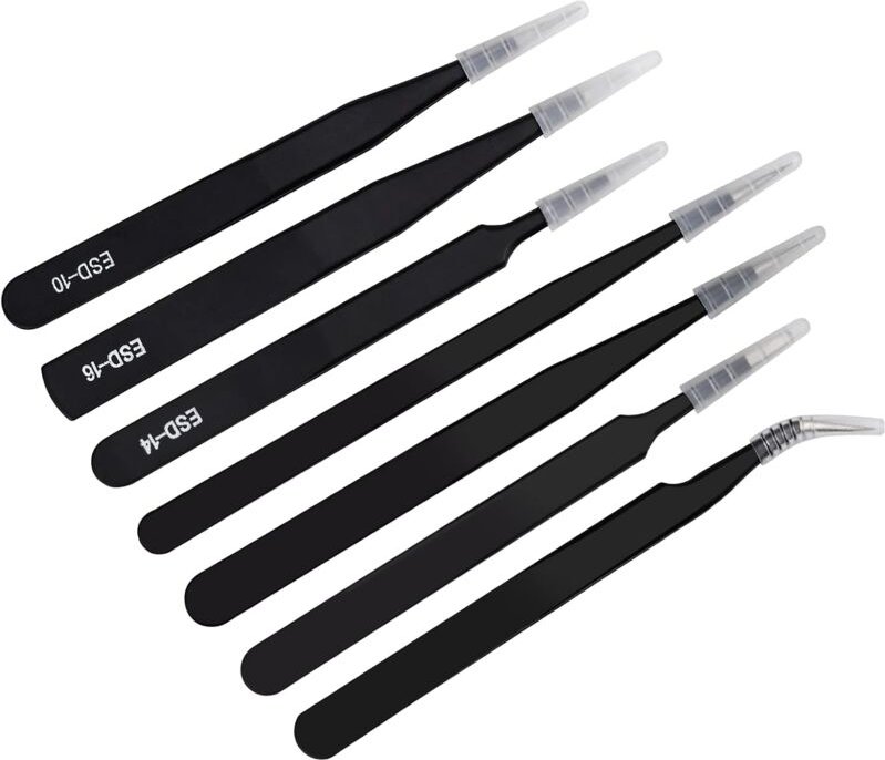 Antistatische Pinzette, 7 Stück, Präzisions-ESD-Pinzette, Pince de Precisio, Edelstahl, für elektronisches Handwerk, Sch...