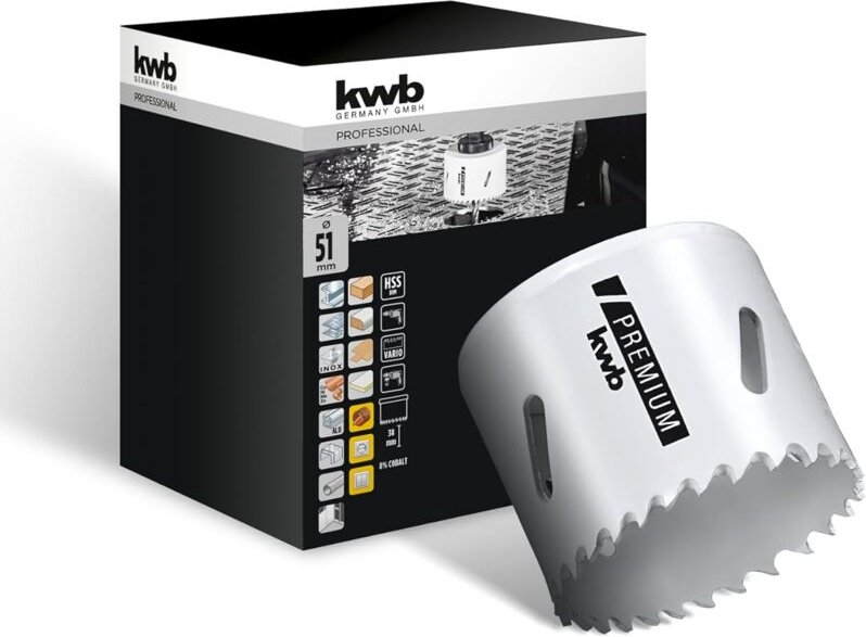 KWB - hss Bi-Metall-Lochsäge ø 51 mm, 8% kobaltlegiert mit progressiver Vario-Zahnung und hoher Präzision für den vielse...