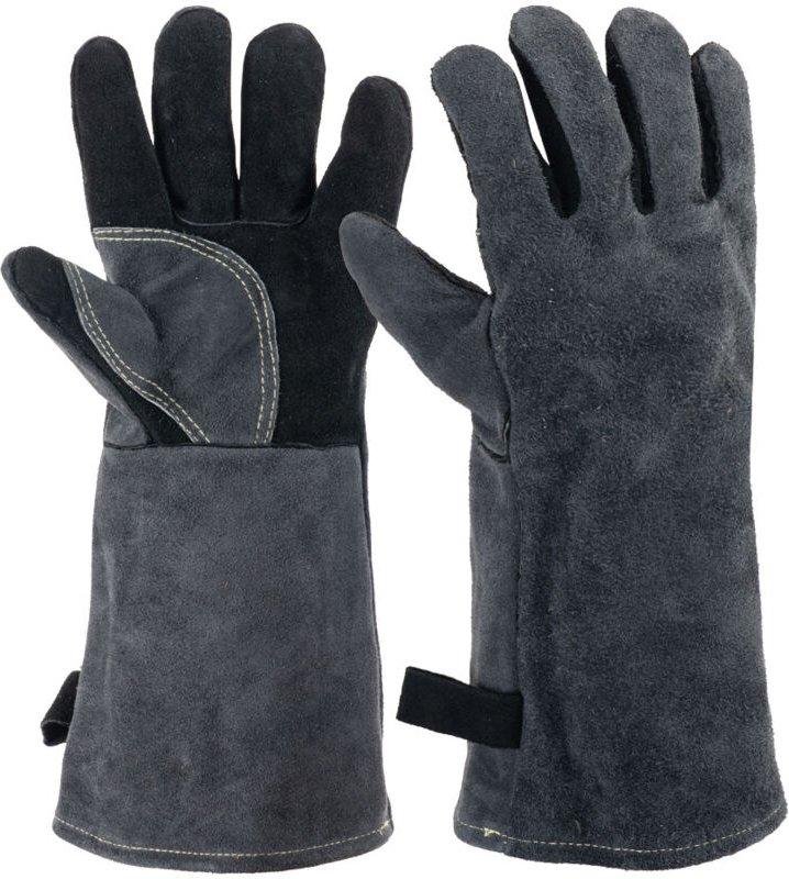 40 cm lange, hitzebeständige Lederhandschuhe für Grillabende, geeignet für Feuer, Schweißen, Kamine, Öfen, Kochen und Br...