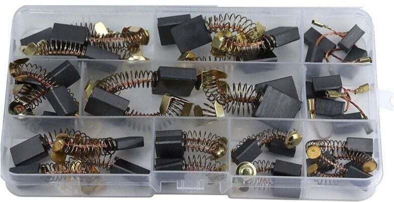 40-teiliges Kohlebürsten-Set für Elektromotoren, 10 Größen, zur Reparatur von Elektrowerkzeugen