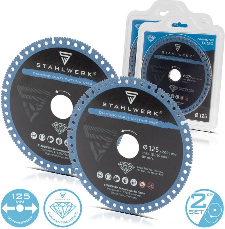 STAHLWERK Diamant Multi Trennscheibe 2er Set Stahl Porzellan Marmor PVC