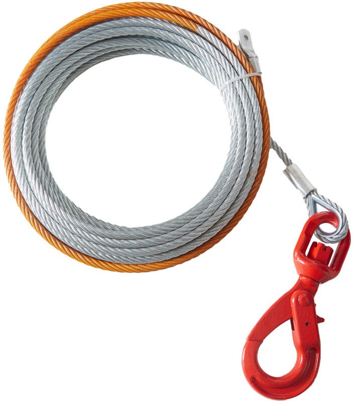 Windenkabel aus verzinktem Stahl, 3/8 Zoll x 30,5 m, 15.200 lbs Bruchfestigkeit, Drahtseil mit Wirbelhaken, Hochleistung...