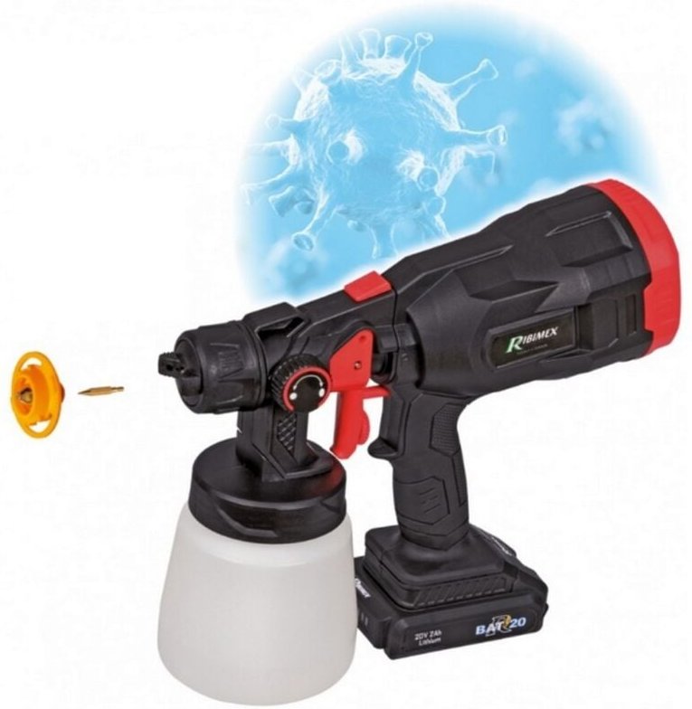 3-in-1 20v akku-hvlp-farbpistole - Ribimex - PRBAT20/PPKIT