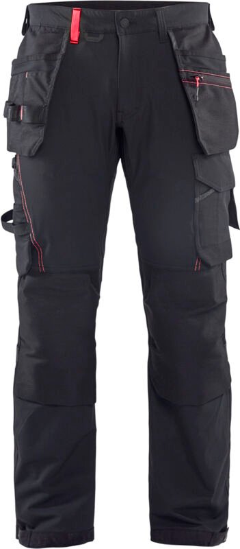 Arbeitsanzug aus dehnbarem Handwerker-Stretch 4D 1522 – Schwarz/Rot XL – FR(48) – SE(C54) – Lang