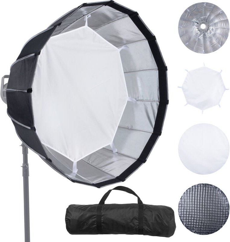 Mophorn - Parabolische Softbox, 33 Zoll/850 mm, Schnellverschluss und Faltung, universelle Bowens-Halterung, 4 Lichteffe...