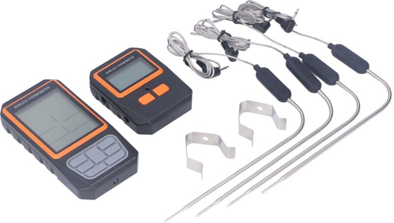 Kabelloses Grillthermometer mit digitaler Fernbedienung für Kochen, Fleisch und Lebensmittel, 100 Meter Reichweite, 4 So...