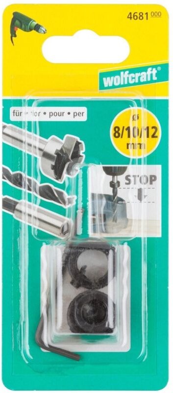 Satz mit 3 Anschlägen für Fräserführungsdurchmesser 8, 10, 12 mm WOLFCRAFT 4681000 WOLFCRAFT
