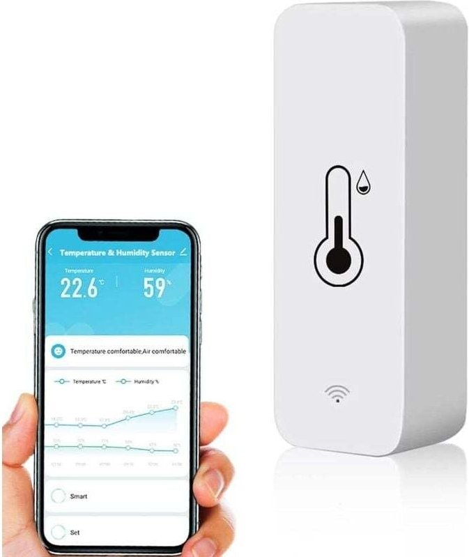 Intelligentes WLAN-Thermometer, digitaler Mini-Sensor für Innentemperatur und Luftfeuchtigkeit, Umgebungstemperatur- und...