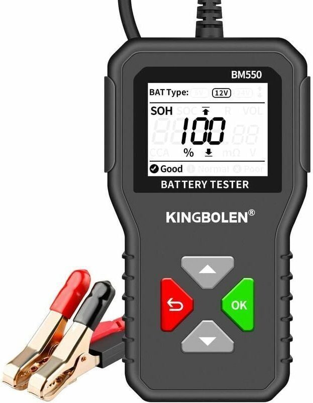 BM550 AUTO-Batterietester – 6 v, 12 v, 24 v – 100–2000 cca – 2–200 Ah – Kfz-Lichtmaschinentester – Digitaler Batterieana...