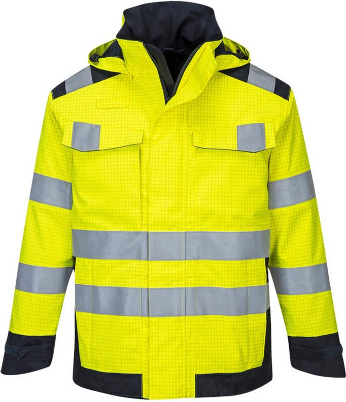 Regenjacke Modaflame Arc elektrisch Farbe: Gelb/marine Größe L - Portwest