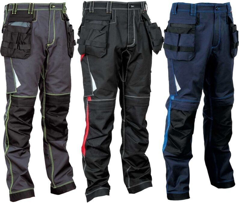 Mehrzweck-Arbeitshose LEIRIA – Schwarz/Rot XL – FR (48) – EU (54)