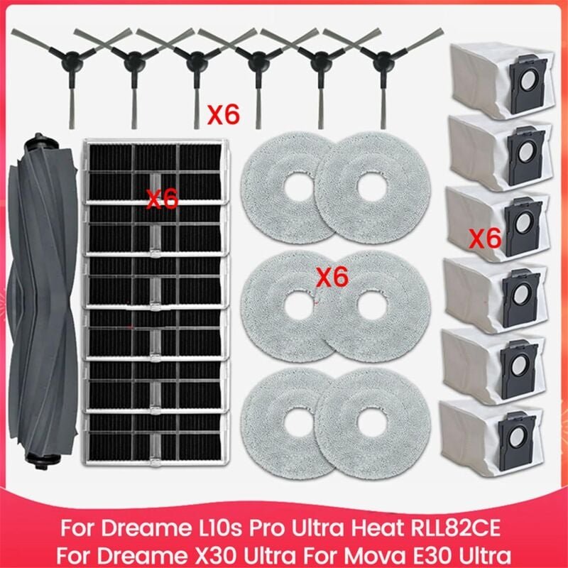 Für L10s Pro Ultra Heat RLL82CE, X30 Ultra, E30 Staubsauger Hauptseitenbürste HEPA-Filter Mopp Staubbeutel
