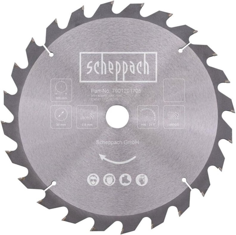 Scheppach - hw Sägeblatt 305x3,0x30mm 24Z Hartmetall Kreissägeblatt für Kappsägen