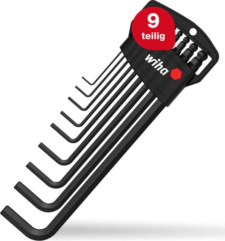 Stiftschlüssel Set 9-tlg. im Classic Halter i Sechskant-Kugelkopf i 1,5 mm - 10 mm i schwarzoxidiert in Blister i klein ...