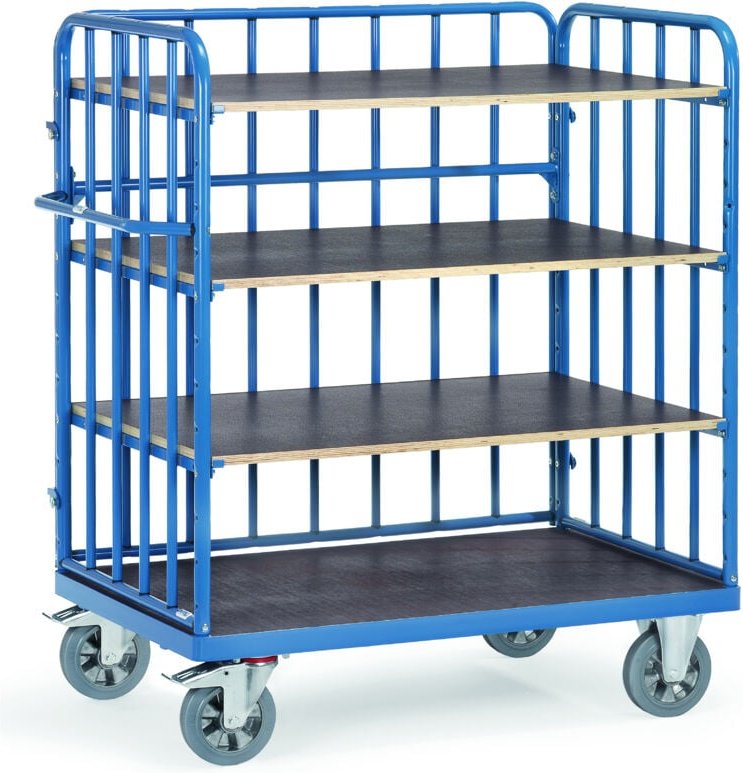 Fetra Super-MultiVario-Transporter Etagenwagen mit 4 Etagen mit Stirnwänden und Längswand 1200x800mm