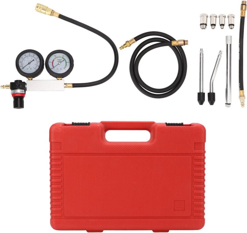 Eosnow Zylinder-Leck-Down-Tester, Kompressions-Dual-Gauge-Erkennungswerkzeug für Benzinmotoren zur Druckprüfung, Leckrat...
