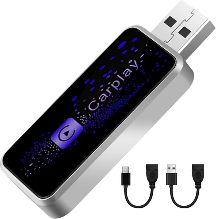 Kabelloser CarPlay-Adapter, Plug-and-Play-Adapter mit USB-A-USB-C-Kabel für iOS 10+-Autos