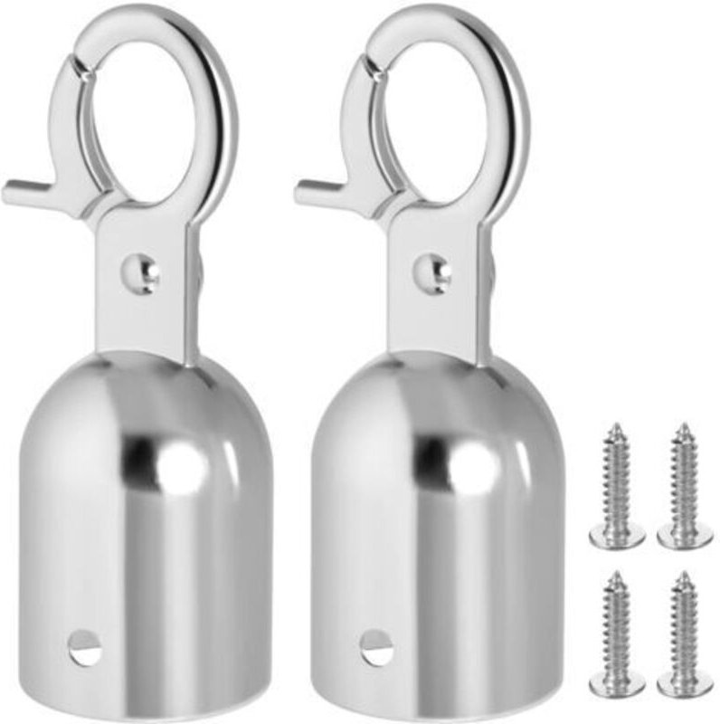 2er-Pack Seilendstücke mit Karabiner, Edelstahl-Terrassenseilverbinder, silberne Seilendstücke, 7,6 x 2,8 cm