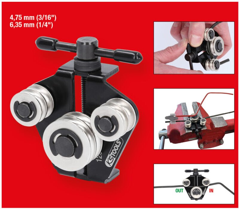 KS TOOLS Bremsleitungs-Richtwerkzeug / - Biegewerkzeug, 4,75 mm (3/16“) + 6,35 mm (1/4“) - 120.1004