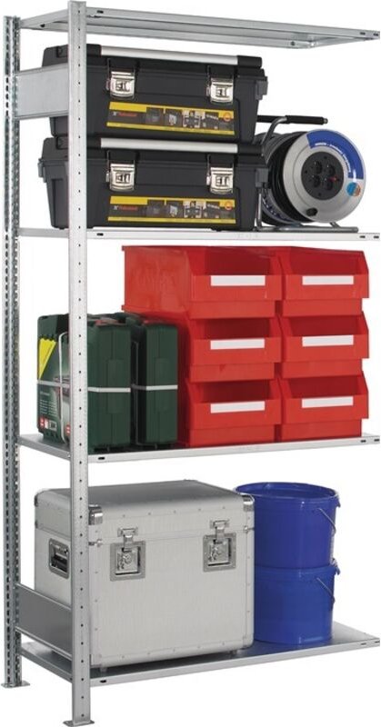 Steckregal H2000xB1000xT300mm Anbauregal verzinkt 1 Rahmen, 4 Fachböden