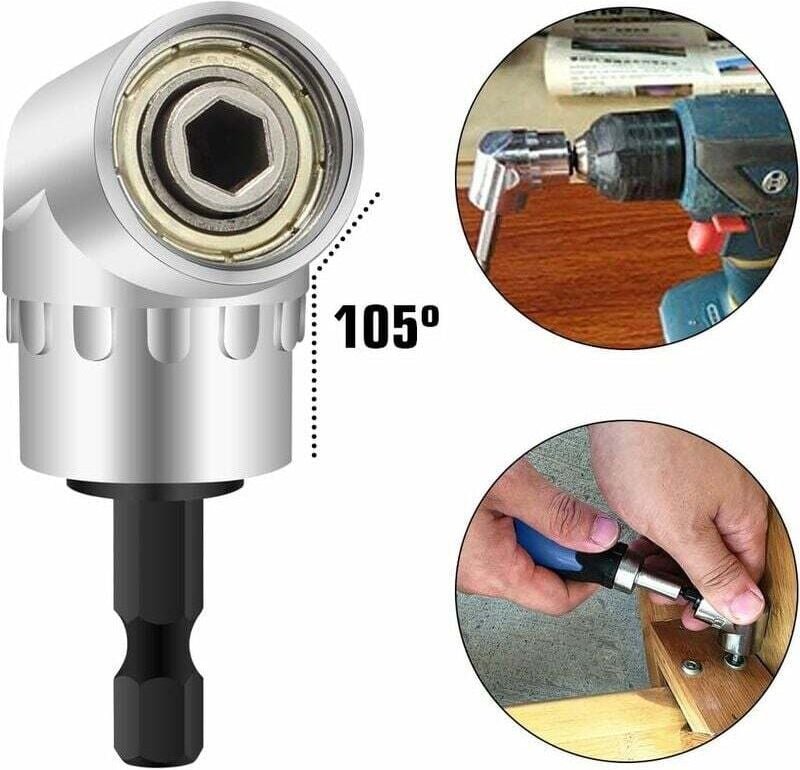 2 Pièce Perceuses à Angle Droit Adaptateur coudé Pilote et Tournevis Drill Attachment Avec Porte-Embout Magnétique Chang...