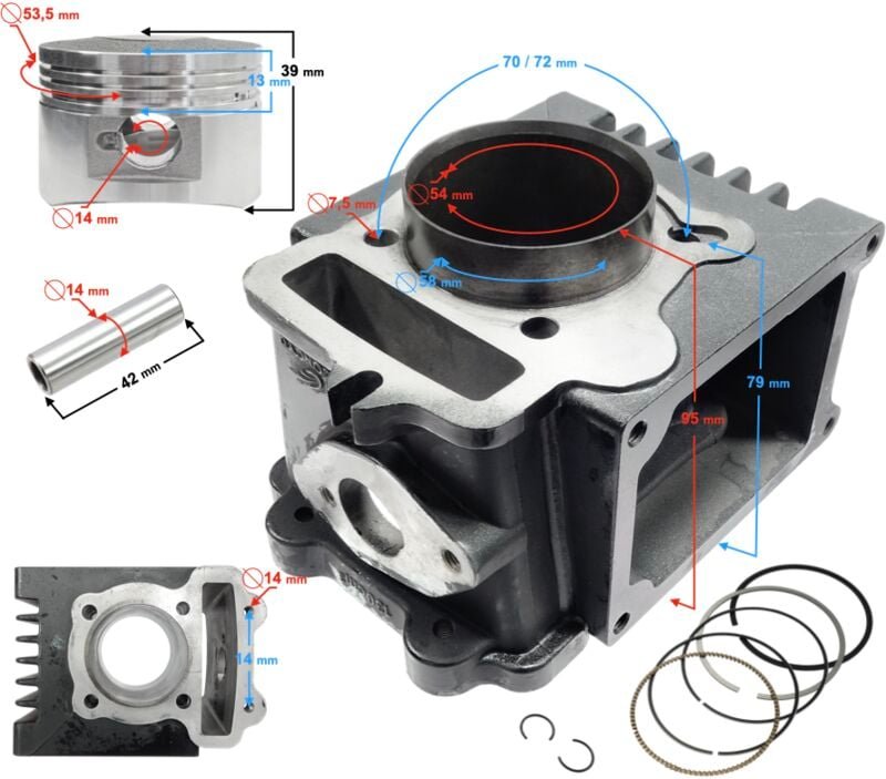 Zylinder für 4T 130cc 154FMI flüssigkeitsgekühltes Moped
