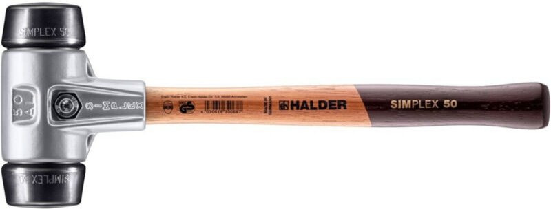 Erwin Halder Kg - SIMPLEX-Schonhammer, Gummikomposition mit Aluminiumgehäuse und hochwertigem Holzstiel D=50 mm 3102.050