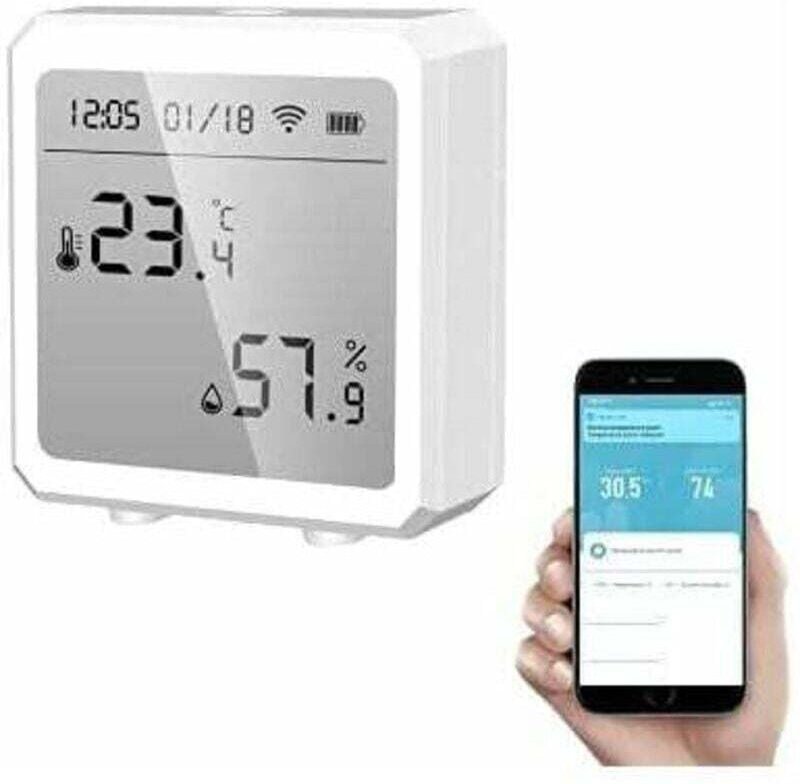 Intelligentes WLAN-Thermometer mit Hygrometer und Bluetooth-Temperatur- und Feuchtigkeitssensor mit Hintergrundbeleuchtu...