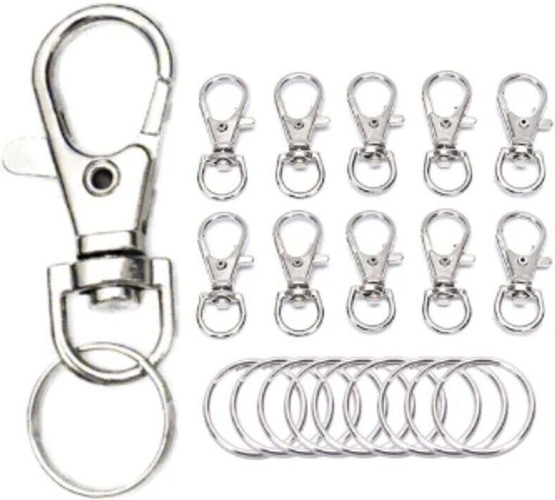 Vtizikl Lot de 50 crochets et porte-clés en métal avec fermoir mousqueton pivotant