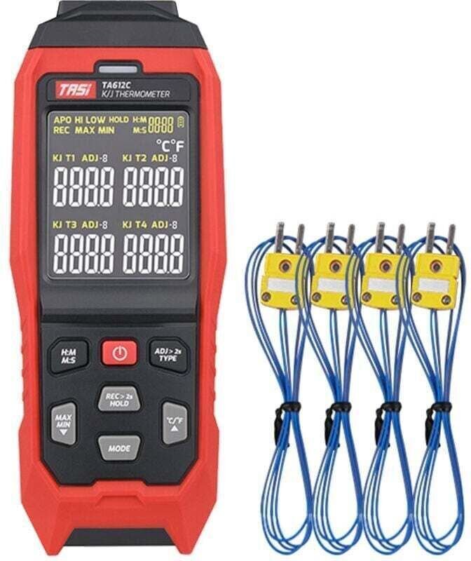 TA612C 4-Kanal-Thermometer vom Typ K/J -200-1372℃/-328-2501℉, Speicher für 5000 Datensätze, mit USB-Datenübertragung und...