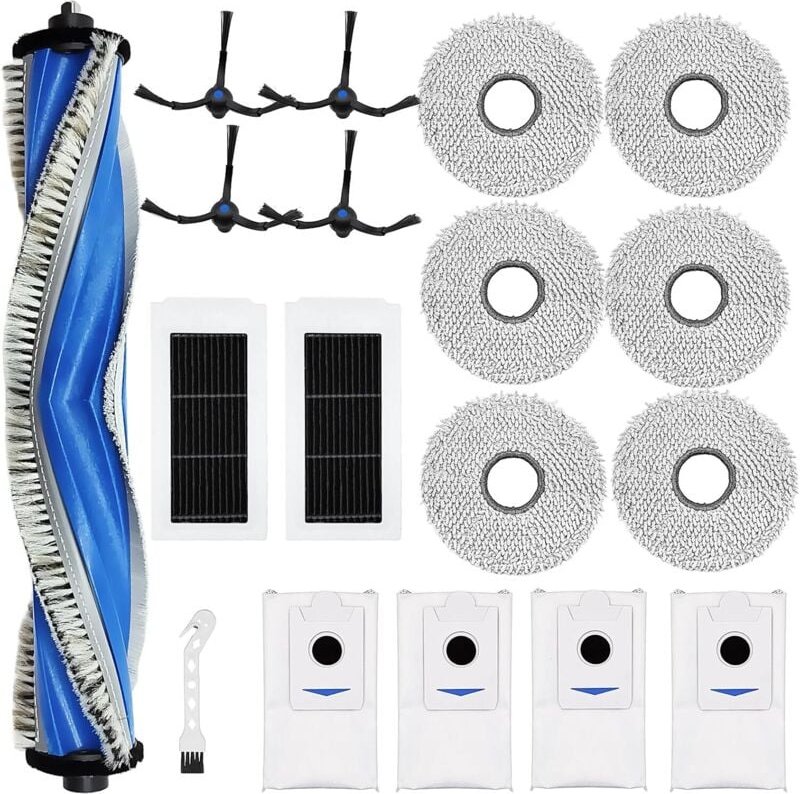 Für Ecovacs Deebot X5 Omni, X5 Pro Roboterstaubsauger, Walzenbürsten + 6 Tücher + 4 Staubbeutel + 4 Seitenbürsten + 2 HE...