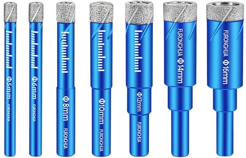 Diamantbohrer-Set, 7-teiliges Set für Fliesen, Metallbohrer, 5/6/8/10/12/14/16 mm – für Keramikfliesen, Feinsteinzeug, F...