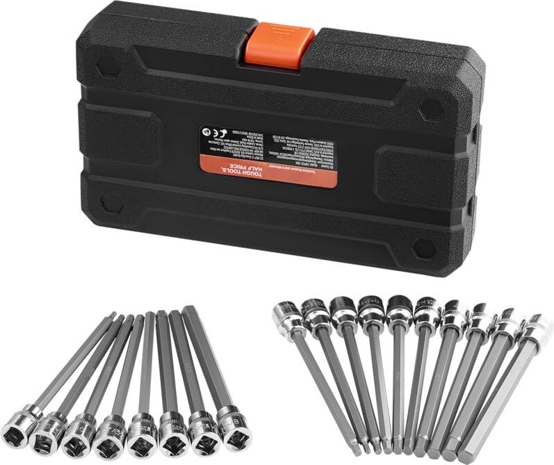 18-teiliger, extra langer Inbus-Steckschlüsselsatz, 3/8 Zoll-Antrieb, S2-Legierung und Cr-V-Stahl, sae und metrisch 1/8'...
