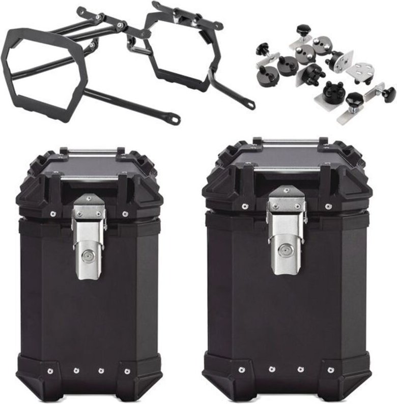 Seitenkoffer Aluminium - Bagtecs XW30-38 - Suzuki V-Strom 1050/1050 XT (2020-2025) - Asymmetrisch 30/38 L - Schwarz